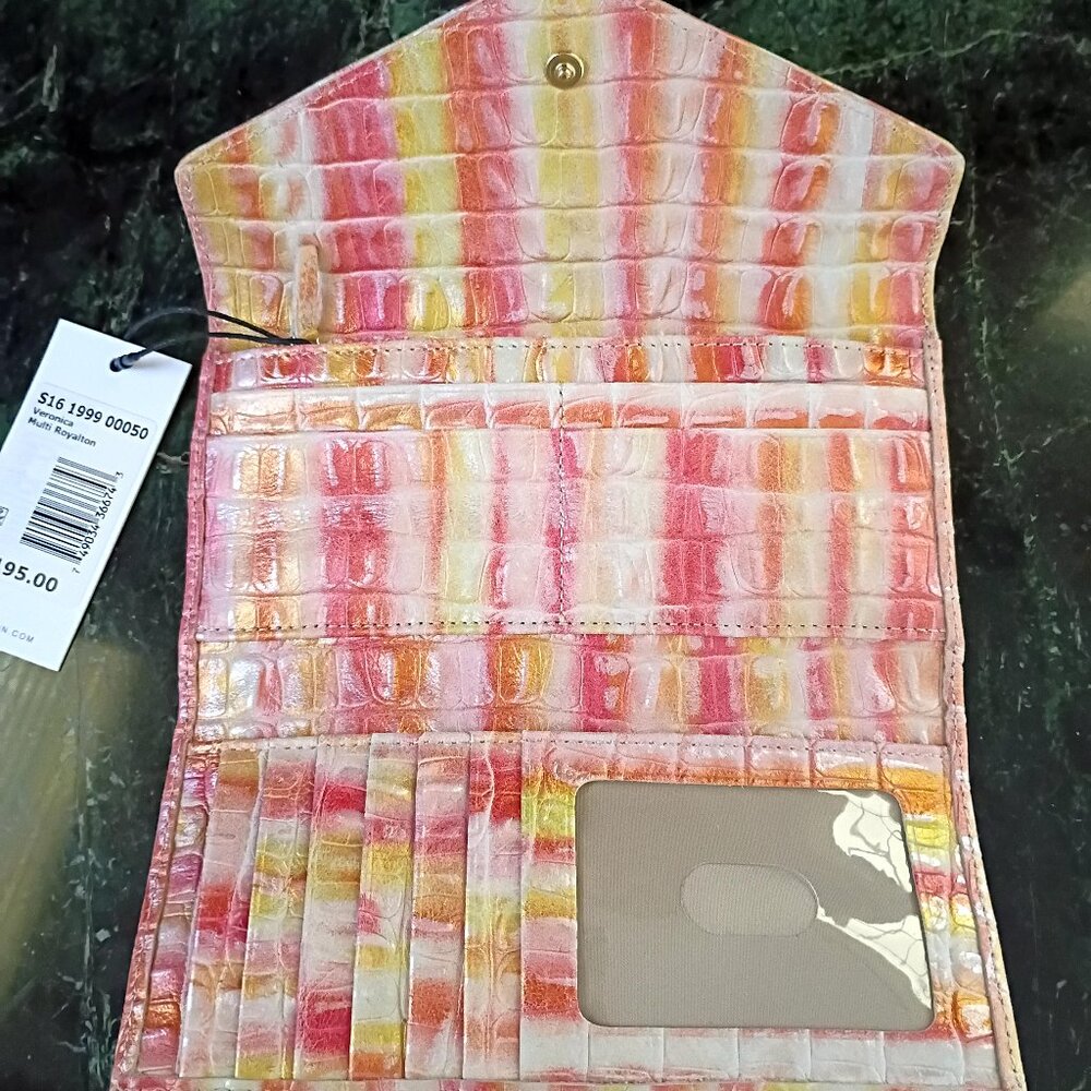 NWT Brahmin Veronica Royalton Metallic Coral, Rose, Peach, Bronze Leather Wallet - Picture 12 of 13